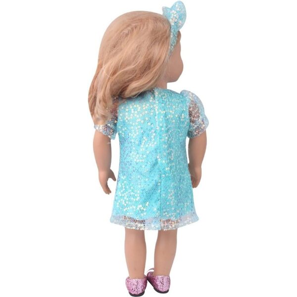 Abito con Paillettes e Fascia per Bambola Americana 46 cm - Accessorio Elegante