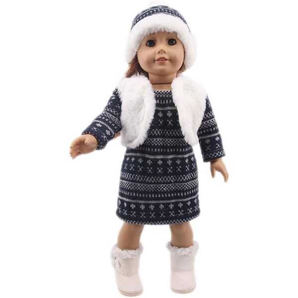 Abito e Cappello in Maglia per Bambola Americana 46 cm - Accessori Eleganti Casual