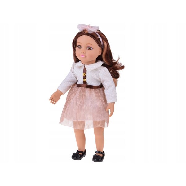 Elegante 48 cm große Puppe mit langen braunen Haaren und raffiniertem Outfit