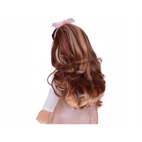 Elegante 48 cm große Puppe mit langen braunen Haaren und raffiniertem Outfit