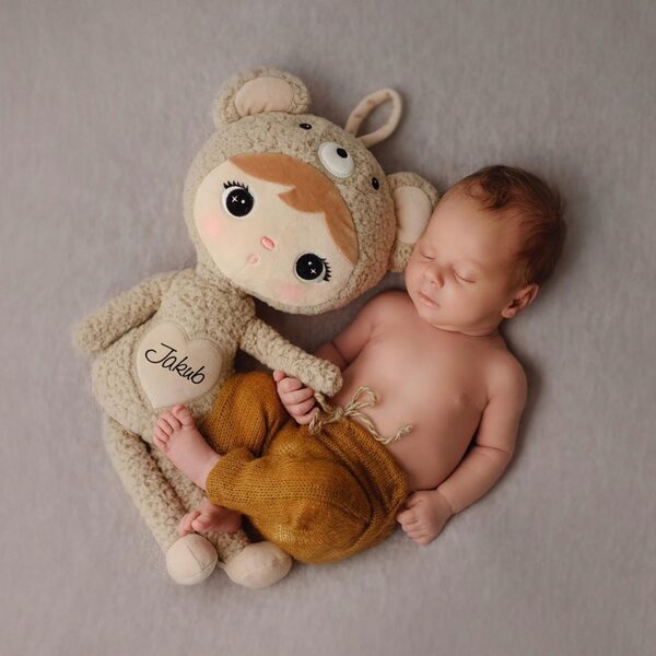 Beiger Metoo-Bär 50 cm mit personalisiertem Namen – weiches Plüschtier für Babys