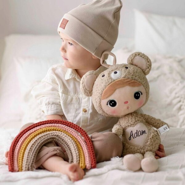Beiger Metoo-Bär 50 cm mit personalisiertem Namen – weiches Plüschtier für Babys