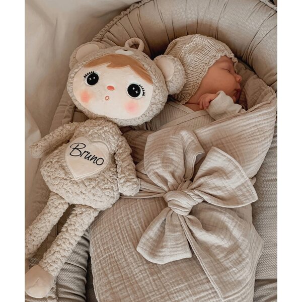 Beiger Metoo-Bär 50 cm mit personalisiertem Namen – weiches Plüschtier für Babys