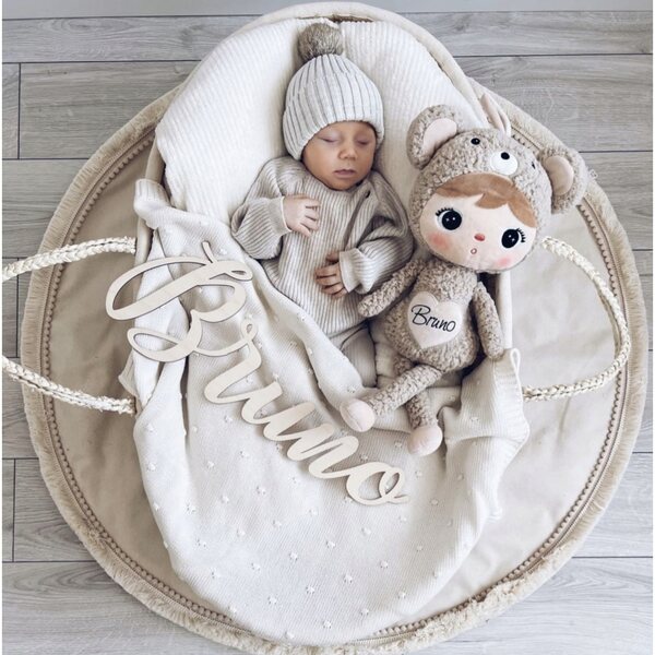 Beiger Metoo-Bär 50 cm mit personalisiertem Namen – weiches Plüschtier für Babys