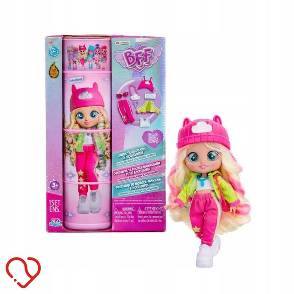 Cry Babies BFF Hannah – Puppe mit gefärbten Haaren und Modeaccessoires 20 cm