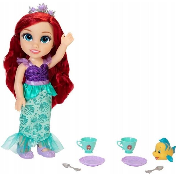 Große Disney-Prinzessin Ariel-Puppe mit Teeservice und dreidimensionalen Augen, 36 cm