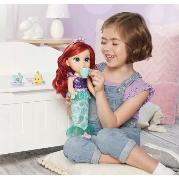 Große Disney-Prinzessin Ariel-Puppe mit Teeservice und dreidimensionalen Augen, 36 cm
