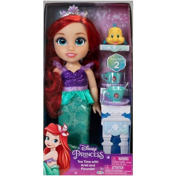 Große Disney-Prinzessin Ariel-Puppe mit Teeservice und dreidimensionalen Augen, 36 cm