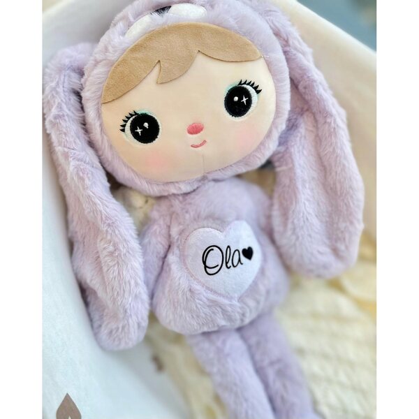 Fliederfarbener Hase 50 cm Metoo mit Personalisierung – Kuscheltier für Kinder ab 0 Jahren