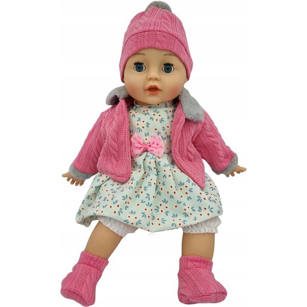 MarioToys Baby Doll 45 cm - Parla e canta, chiude gli occhi, set con biberon e ciuccio