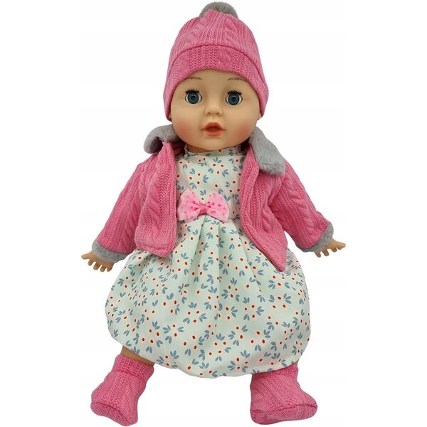 MarioToys Baby Doll 45 cm - Parla e canta, chiude gli occhi, set con biberon e ciuccio