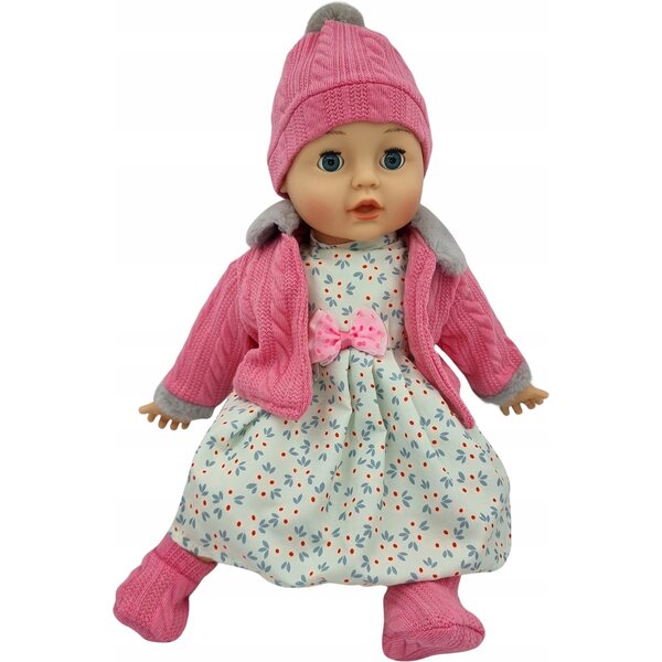 MarioToys Baby Doll 45 cm - Parla e canta, chiude gli occhi, set con biberon e ciuccio