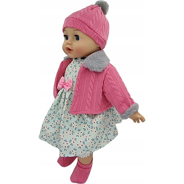 MarioToys Baby Doll 45 cm - Parla e canta, chiude gli occhi, set con biberon e ciuccio