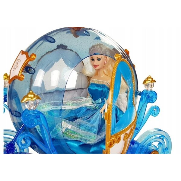 Set Bambola con Carrozza e Cavallo Azzurro con Luci e Ali - Gioco per Bambine