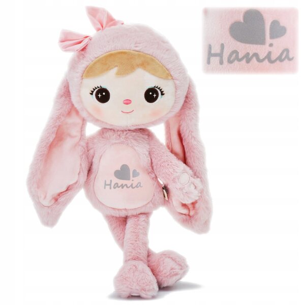 Peluche Metoo 48 cm avec prénom personnalisé, cadeau unique pour fille