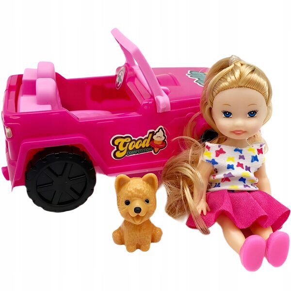 Jeep rosa con mini bambola e cagnolino set giochi per bambini 3+ anni