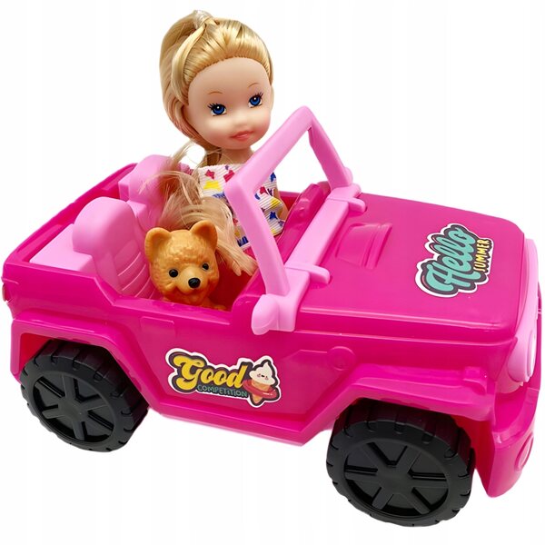 Jeep rosa con mini bambola e cagnolino set giochi per bambini 3+ anni
