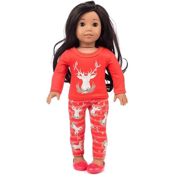 Vestiti Natalizi per Bambole 46 cm - Top Maniche Lunghe e Pantaloni con Stampa Cervi