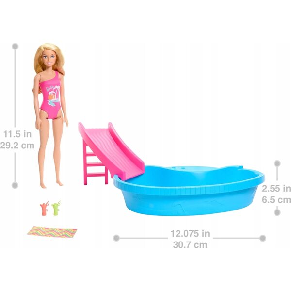 Barbie mit Pool und Rutsche – Sommerspielset für Kinder ab 3 Jahren