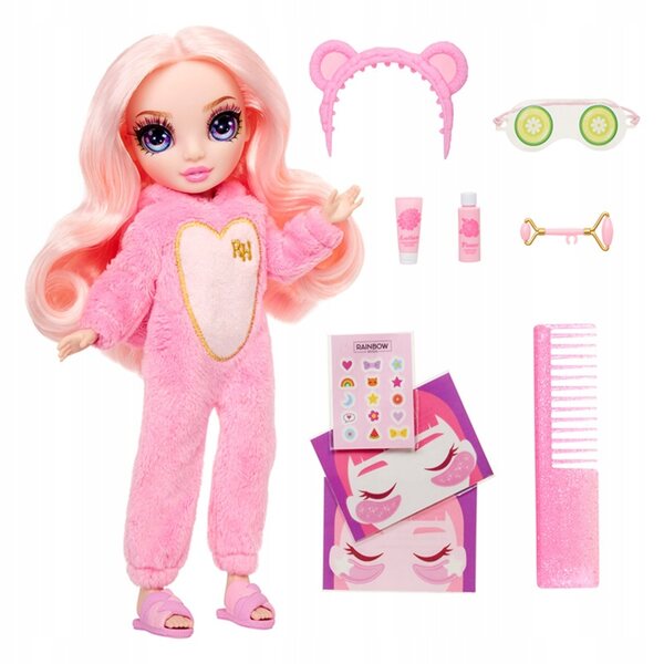 Rainbow High Junior Bella Parker in pyjama met logeeraccessoires