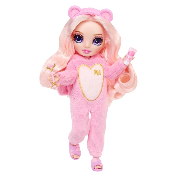 Rainbow High Junior Bella Parker in pyjama met logeeraccessoires