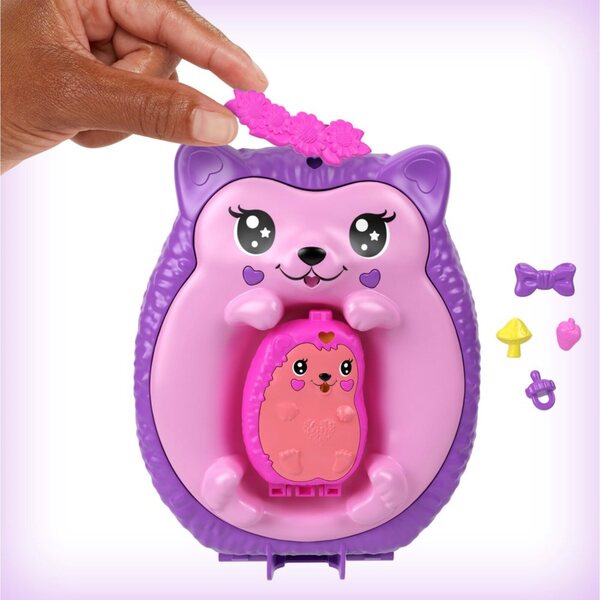 Polly Pocket RODZINA JEŻYKÓW Kompaktowa torebka + zestaw do zabawy Laleczka