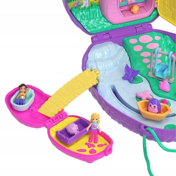 Polly Pocket RODZINA JEŻYKÓW Kompaktowa torebka + zestaw do zabawy Laleczka