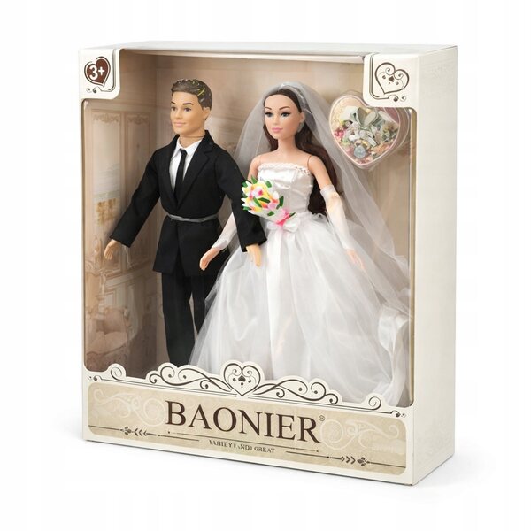30 cm großes Braut- und Bräutigam-Puppenset mit Hochzeitskleid und Zeremonienkleid