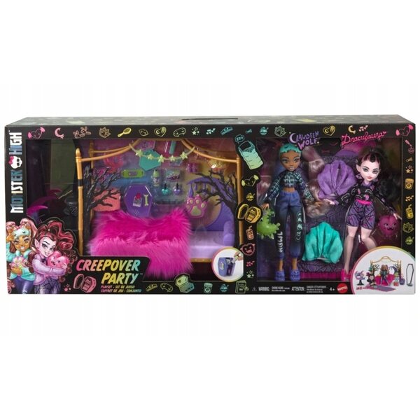 Monster High Pyjama-Party-Set mit Clawdeen Wolf und Draculaura mit Zubehör