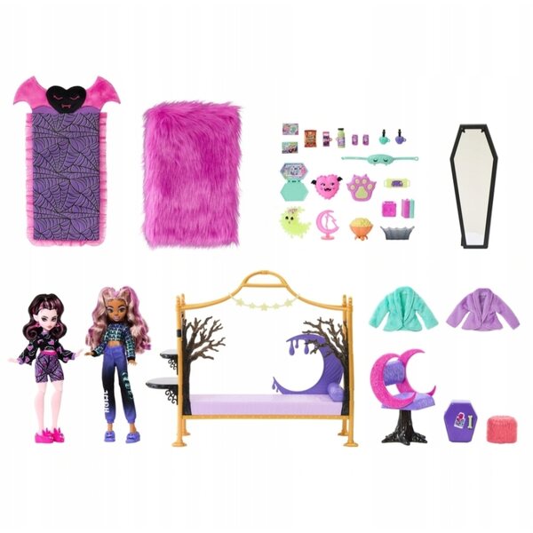 Monster High Set Festa del Pigiama con Clawdeen Wolf e Draculaura con Accessori