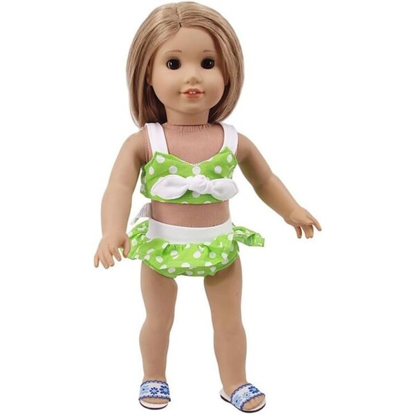 Grünes Badeanzug-Set für 46 cm große Puppen, Freizeitkleidung, Uteruik