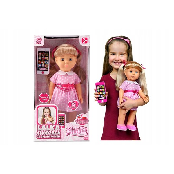 Bambola Natalia parlante e camminante con smartphone educativo bilingue