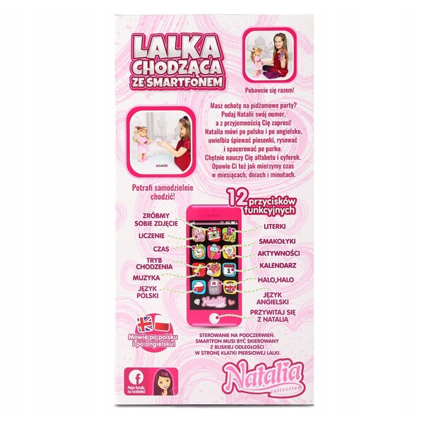 Bambola Natalia parlante e camminante con smartphone educativo bilingue