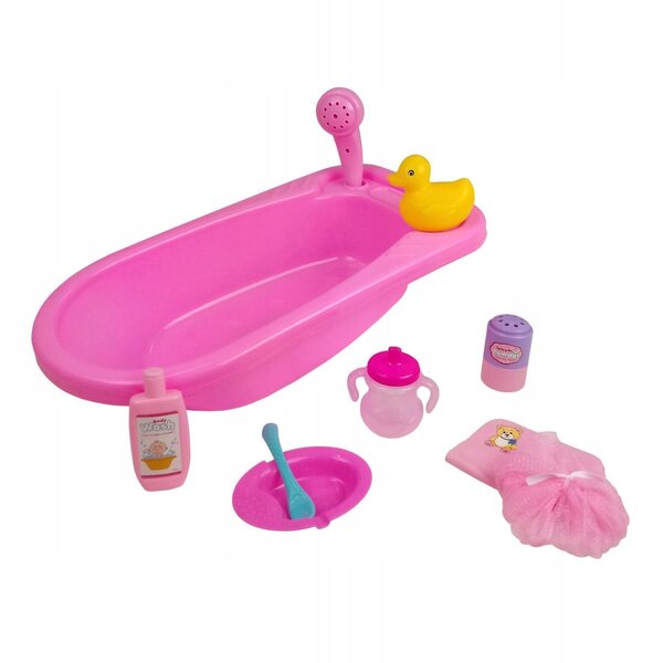 Badewannenset für Smily Play Puppen mit Zubehör 40 cm rosa