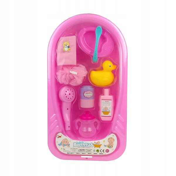 Badewannenset für Smily Play Puppen mit Zubehör 40 cm rosa