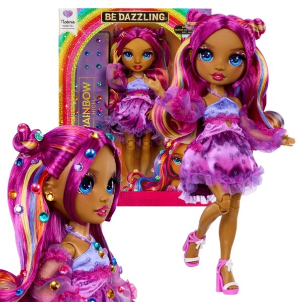 Rainbow High Noemie Violette bambola 31 cm con cristalli e abbigliamento personalizzabile