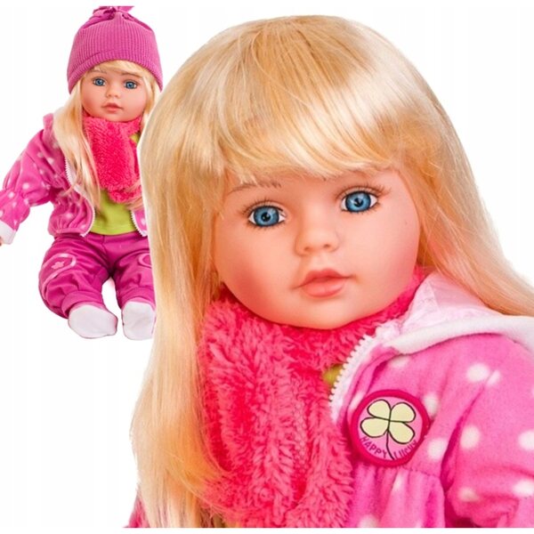 Große 60 cm große Doris-Puppe mit langen Haaren, die auf Italienisch spricht und singt