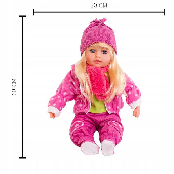 Große 60 cm große Doris-Puppe mit langen Haaren, die auf Italienisch spricht und singt