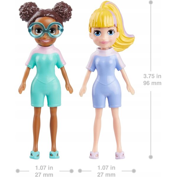 Mattel Polly Pocket surfset met 2 poppen en 24 kinderkleding