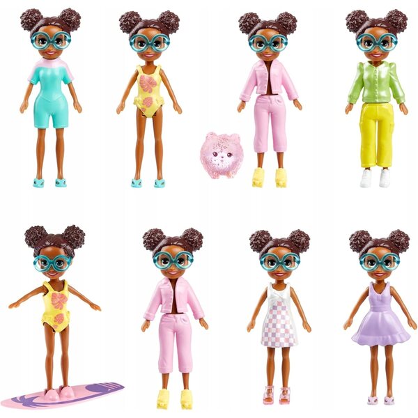 Mattel Polly Pocket surfset met 2 poppen en 24 kinderkleding