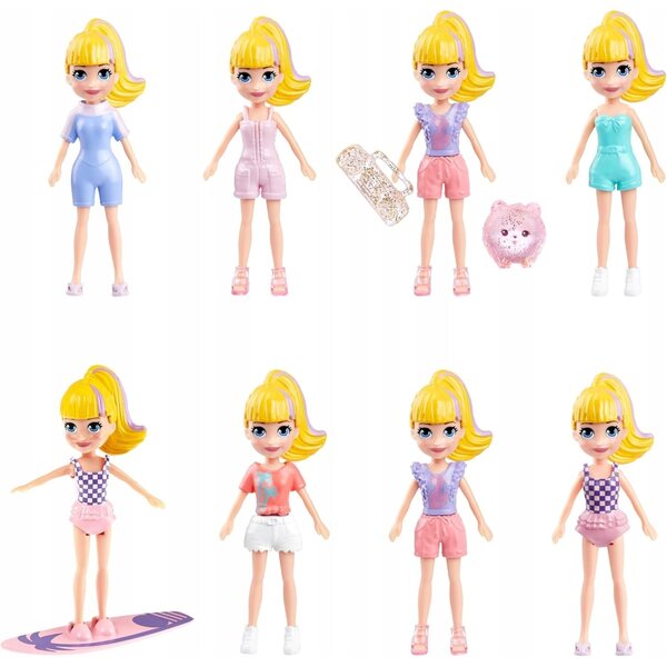 Mattel Polly Pocket surfset met 2 poppen en 24 kinderkleding