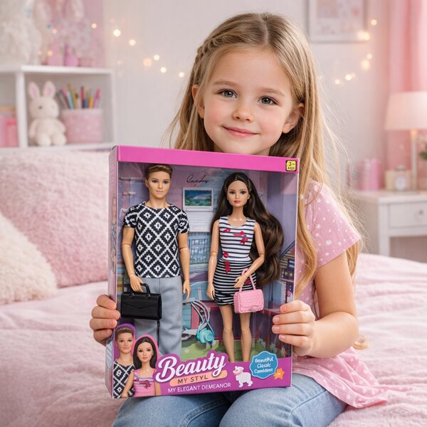 Set di Bambole Rodzina Ken con Giunti Mobili e Accessori per Bambini 3+