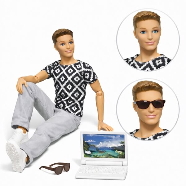 Set di Bambole Rodzina Ken con Giunti Mobili e Accessori per Bambini 3+