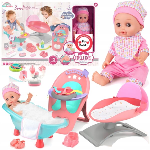 Martynka Baby Doll con accessori 3 in 1 parla, canta, beve e fa pipì - Set educativo