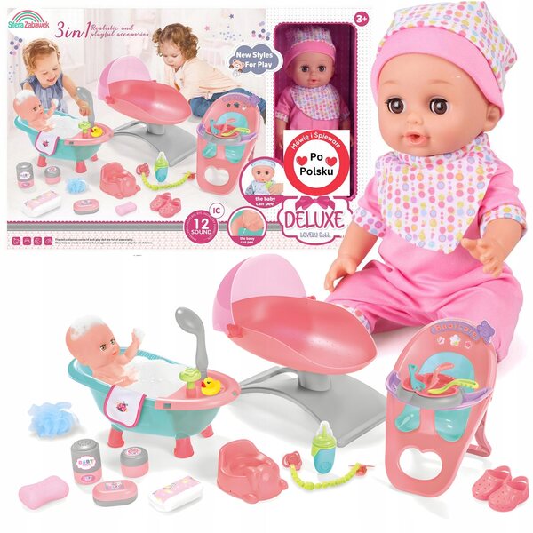 Martynka Baby Doll con accessori 3 in 1 parla, canta, beve e fa pipì - Set educativo