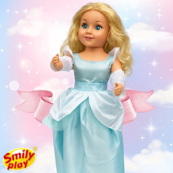 Lalška 70 cm lange prinses met lang haar en roze Smily Play-rugzak