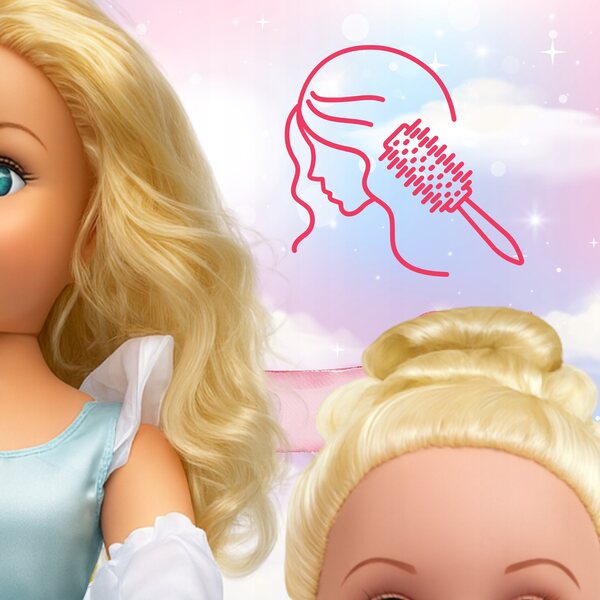 Lalška 70 cm lange prinses met lang haar en roze Smily Play-rugzak