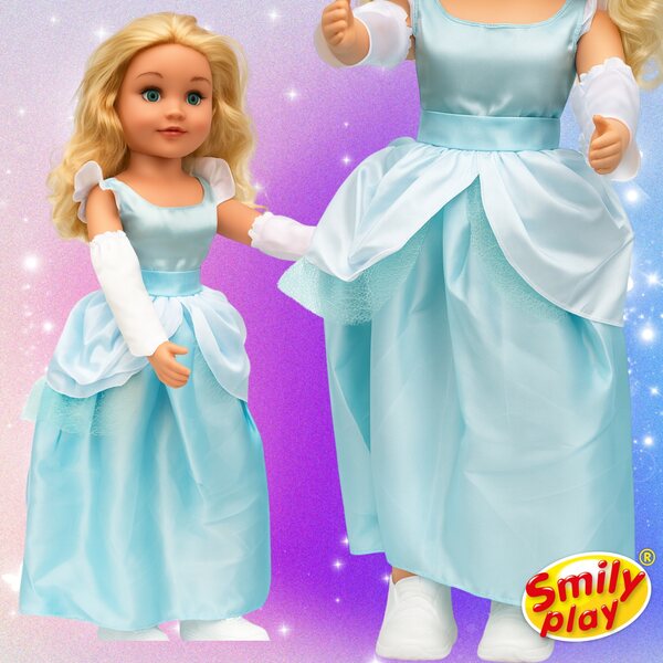 Lalška 70 cm lange prinses met lang haar en roze Smily Play-rugzak
