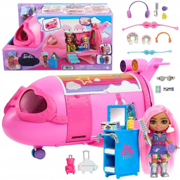 Barbie Luxus-Set mit Flugzeug und bunter Minipuppe für Kinder ab 3 Jahren