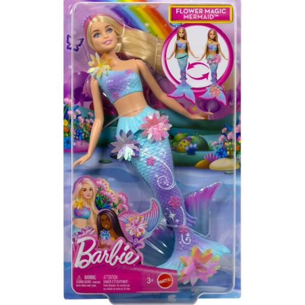 Bambola Barbie Sirena con Fiori che Sbocciano - Gioco Magico e Colorato